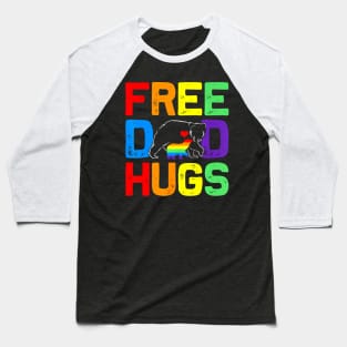 LGBTQ Bear Free Dad Hugs Proud Ally Flag Pride Baseball T-Shirt